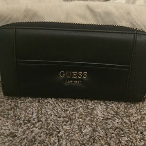 Guess Black and Gold Zip Wallet